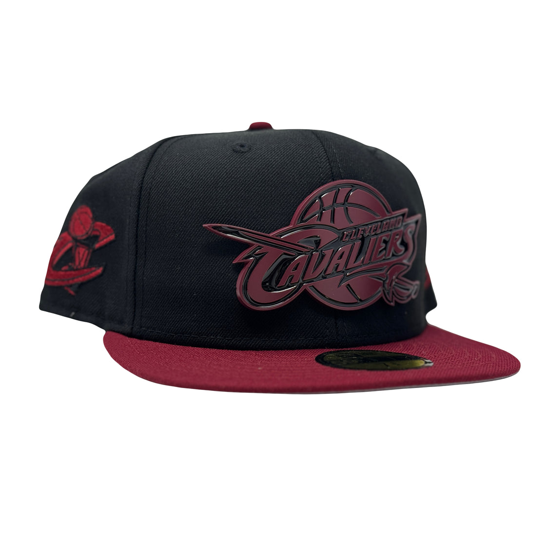 Cleveland Cavaliers Black Burgundy Visor Metal Plate New Era Fitted Hats