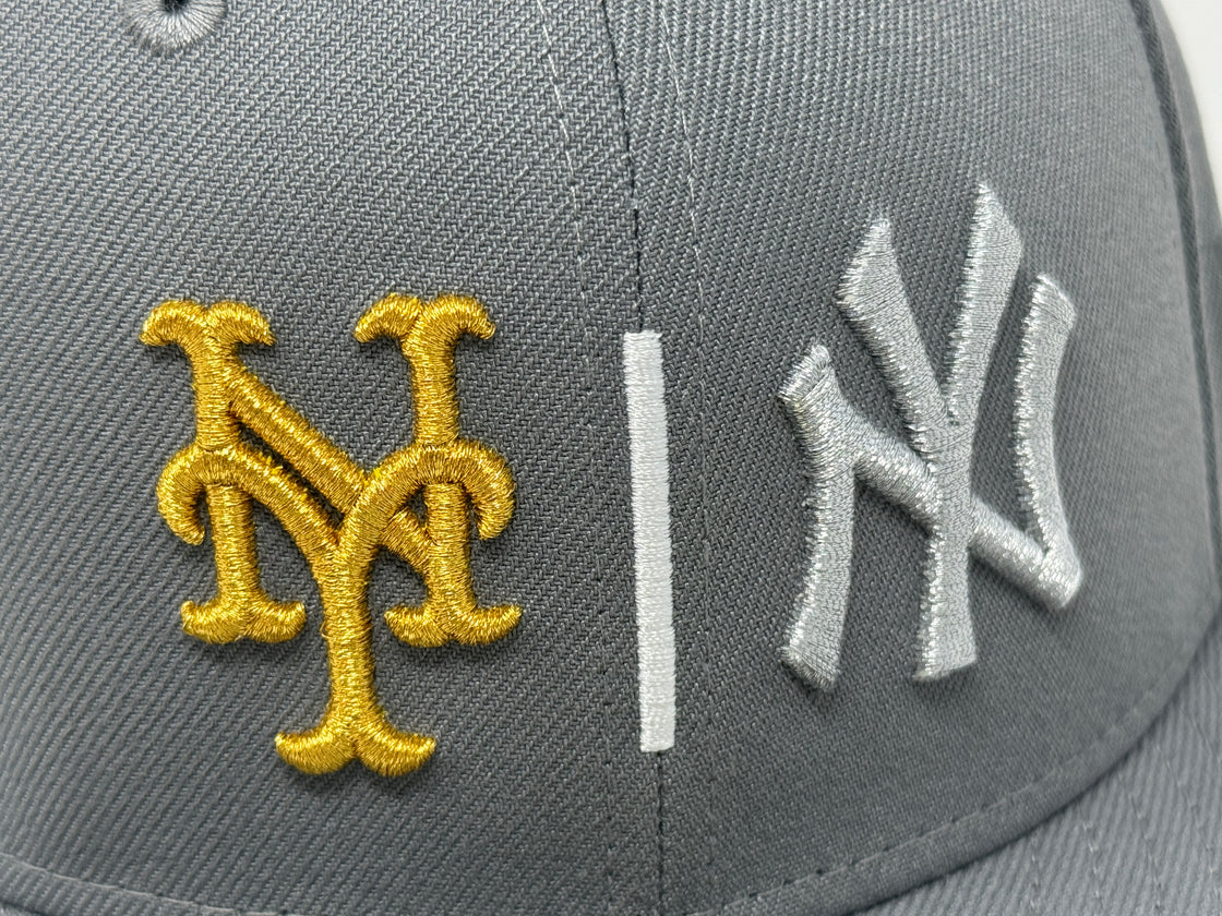 New York Yankees VS Mets American league vs National league Storm Gray 59Fifty New Era Fitted Hat