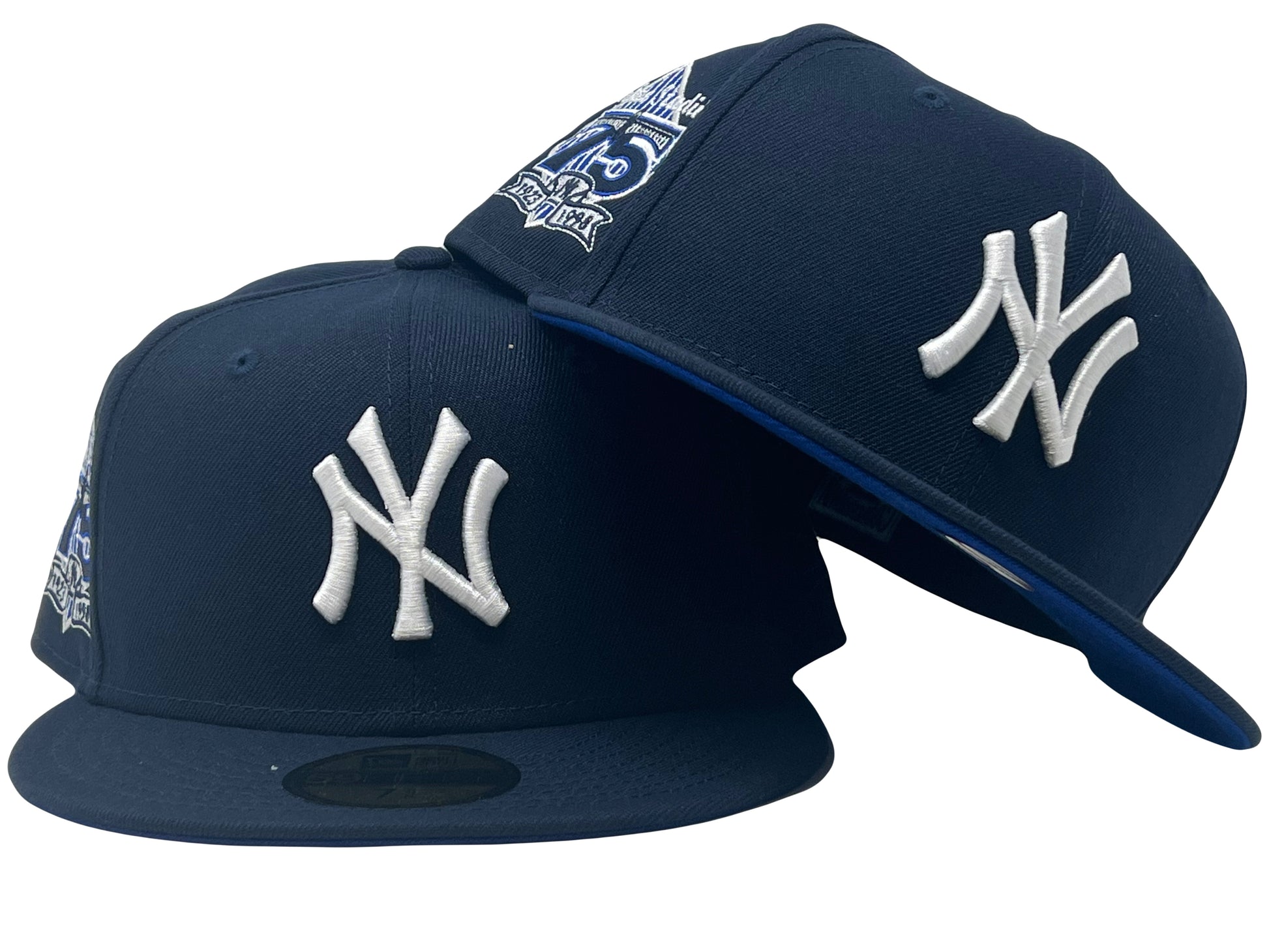 NEW YORK YANKEES 75TH ANNIVERSARY ROYAL BLUE BRIM NEW ERA FITTED HAT