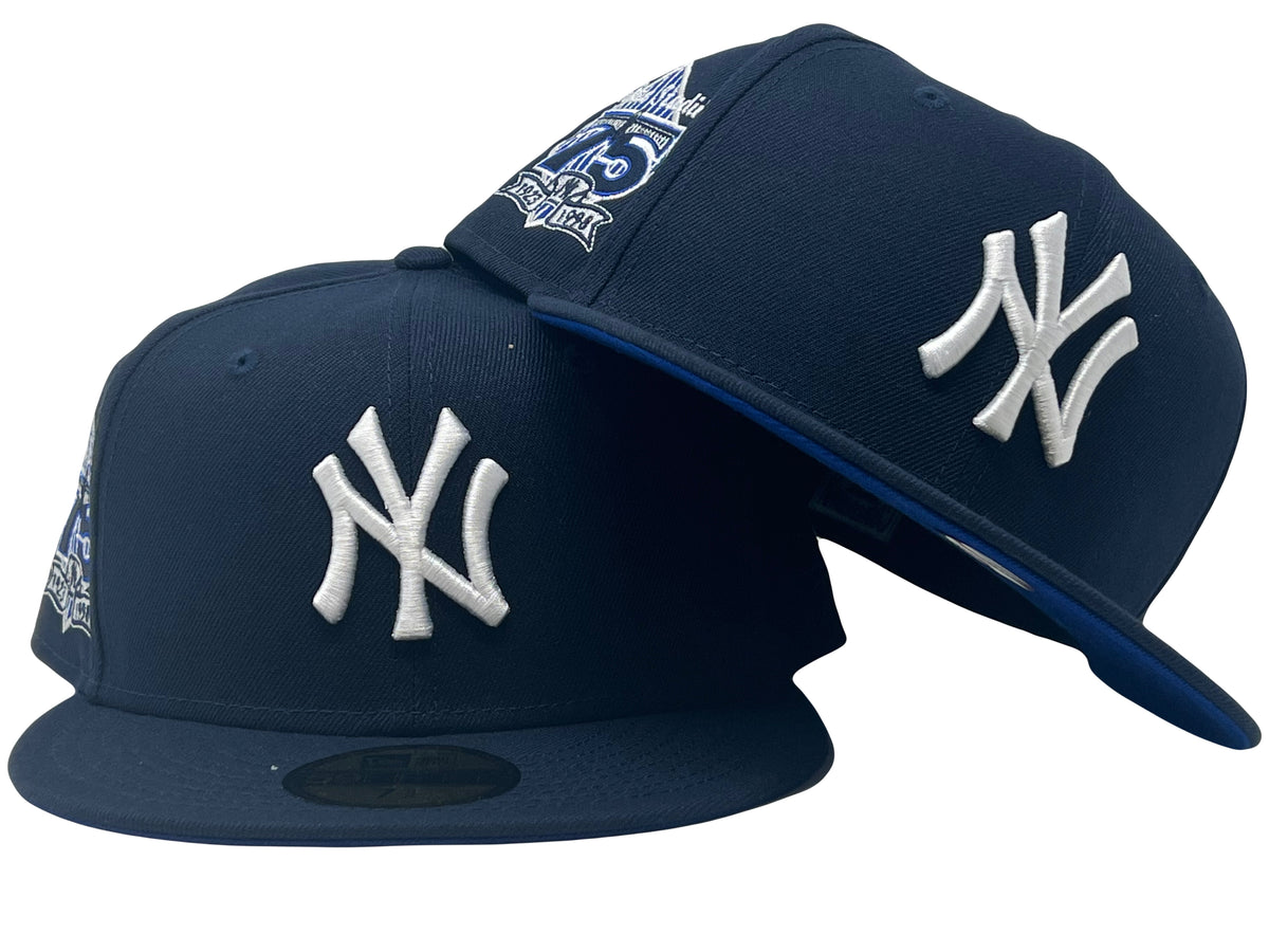 NY Yankees 75th Anniversary Royal Blue Brim New Era Fitted Hat Sports World 165