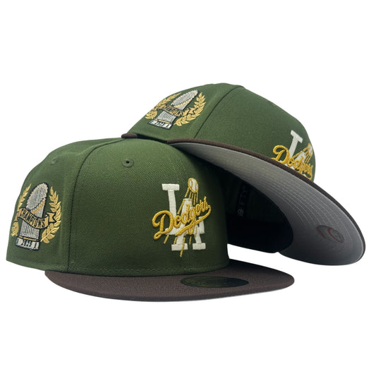Los Angeles Dodgers 2025 World Champions Fitted Hat-Olive Brown