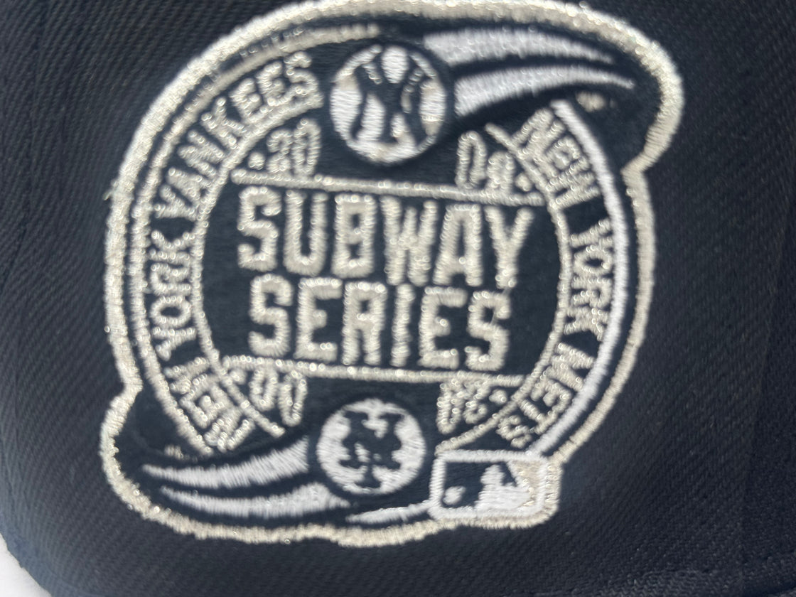 New York Yankees Subway Series Metallic Silver Logo Snapback Hats-Black