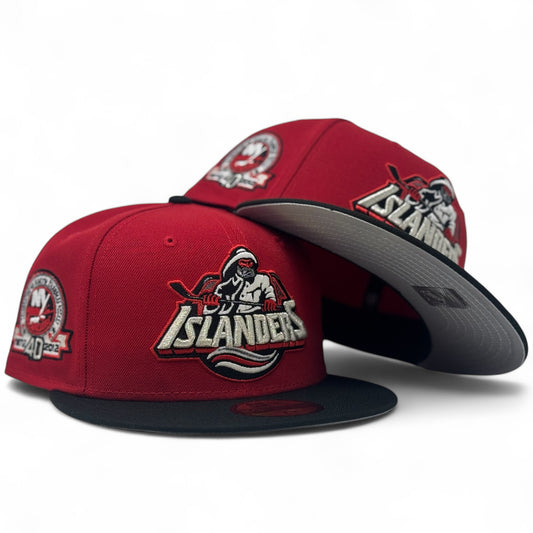 New York Islanders 40th Anniversary Fitted Hats- Red Black