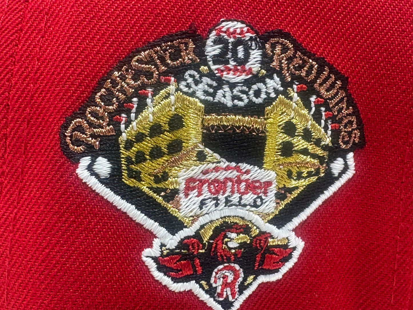 Rochester red wings 20th Anniversary Baseball fitted hat-Red