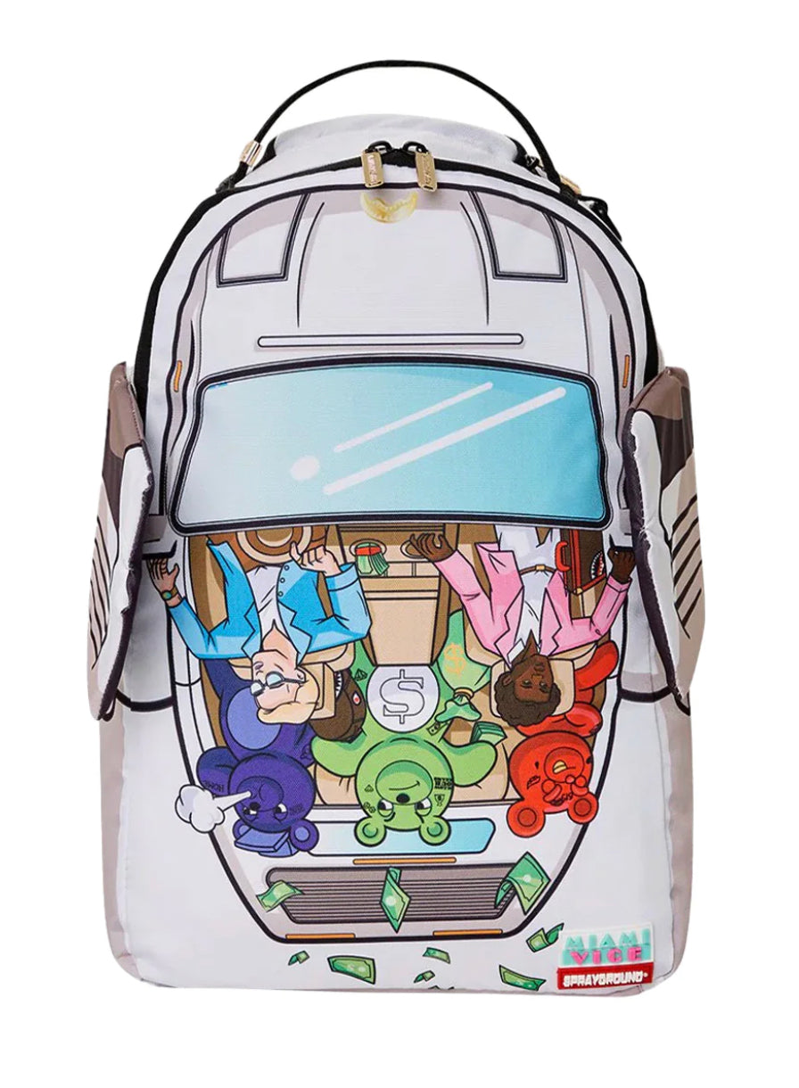 Sprayground Backpack Miami Vice Wings Up DLXSV Unisex Adults White Zip