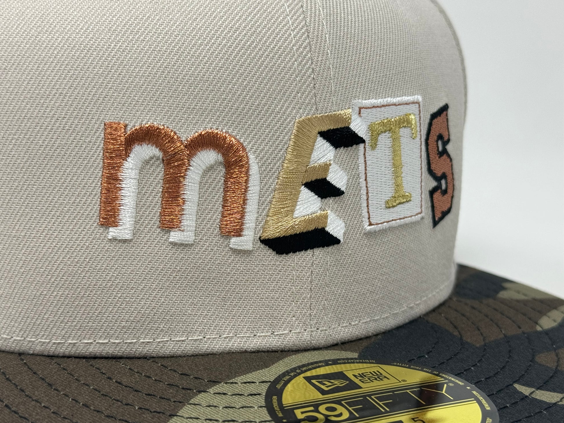 New York Mets Shea Stadium Ransom Pack Chrome Woodland Camouflage 59Fifty New Era Fitted Hat