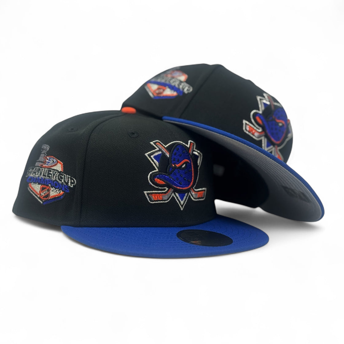 Anaheim Ducks 2007 Stanley Cup Champions Fitted Hats-Black Royal