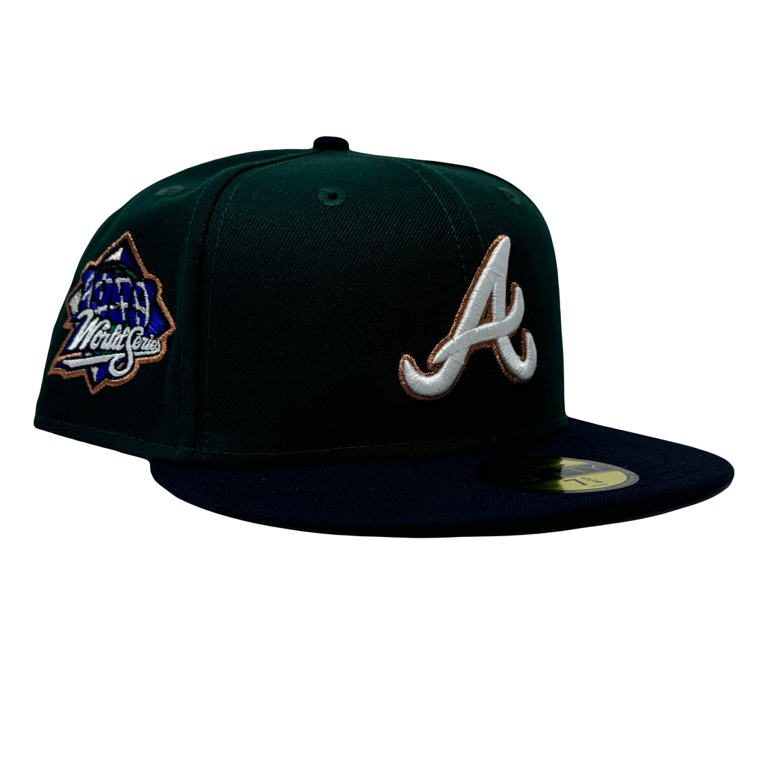 Atlanta Braves 1999 World Series Green Navy Visor 59Fifty New Era Fitted Hat