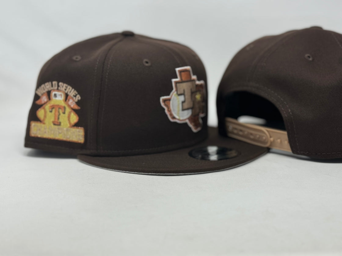 Texas Rangers 2023 World Series Champions Dark Brown 9Fifty New Era Snapback Hat