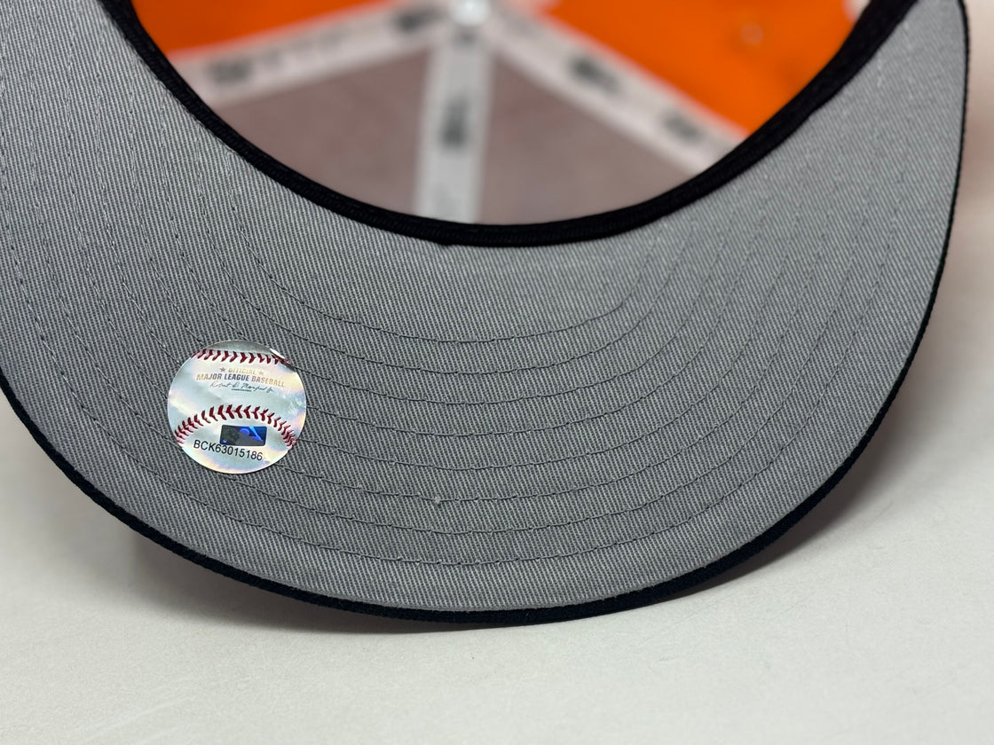New York Mets Citi-Field Glow in the Dak Logo Fitted Hat-Light Orange Black