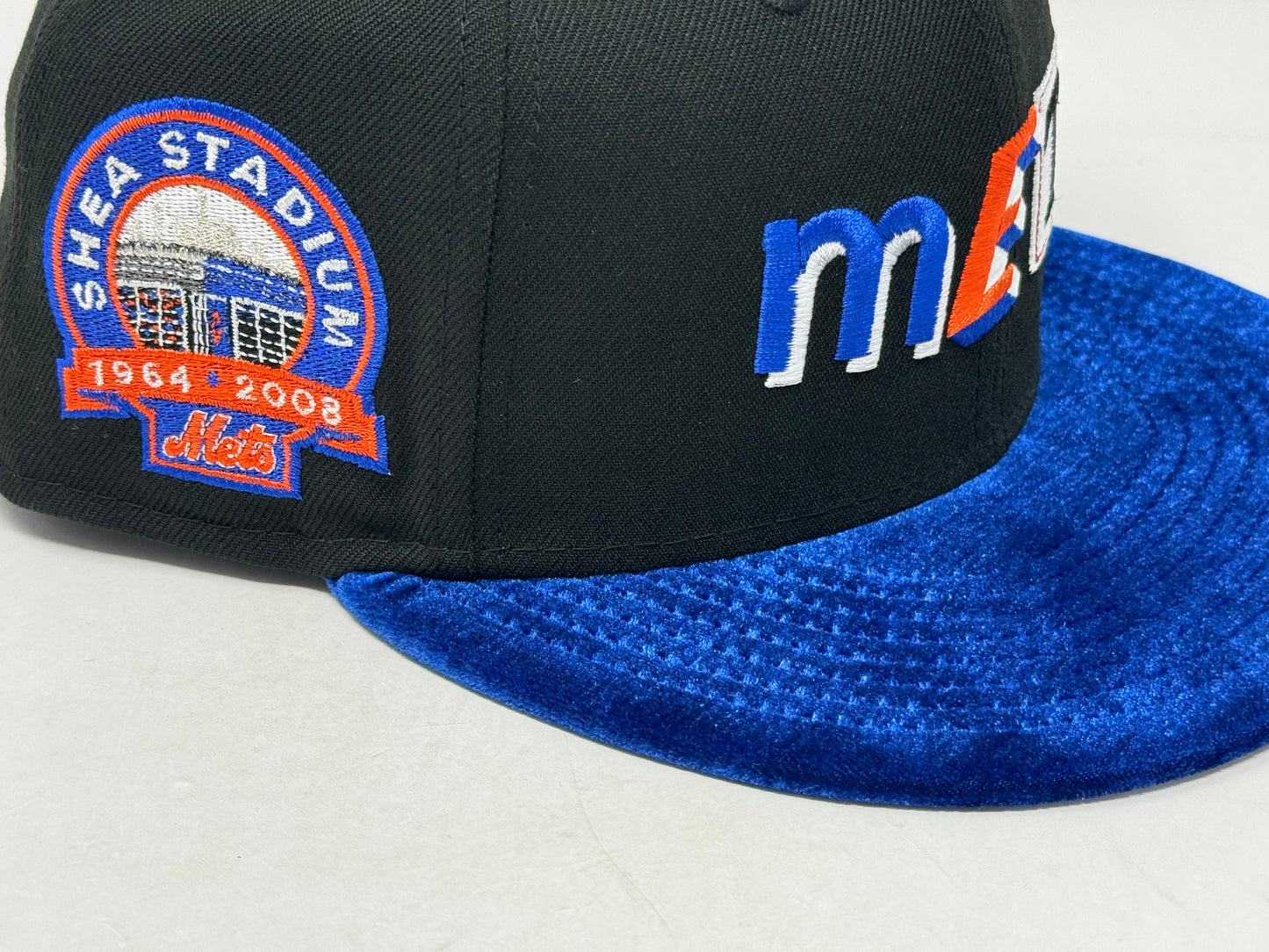 New York Mets 1964-2008 Shea Stadium Ransom Note Royal Velvet Visor New Era Fitted Hat