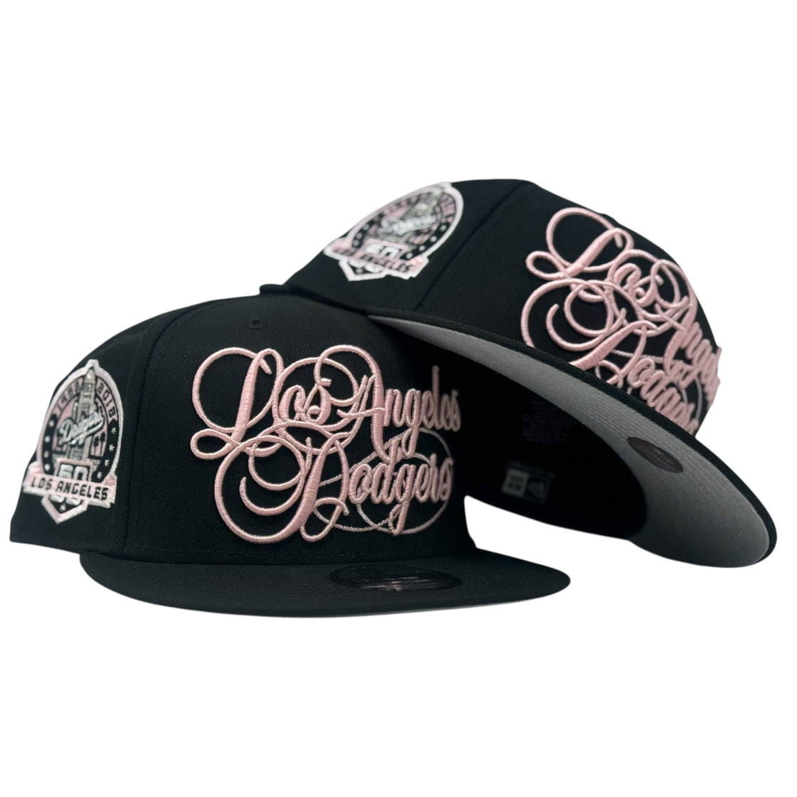 Los Angeles Dodgers 60th Anniversary Snapback Script Logo Hat-Black Pink
