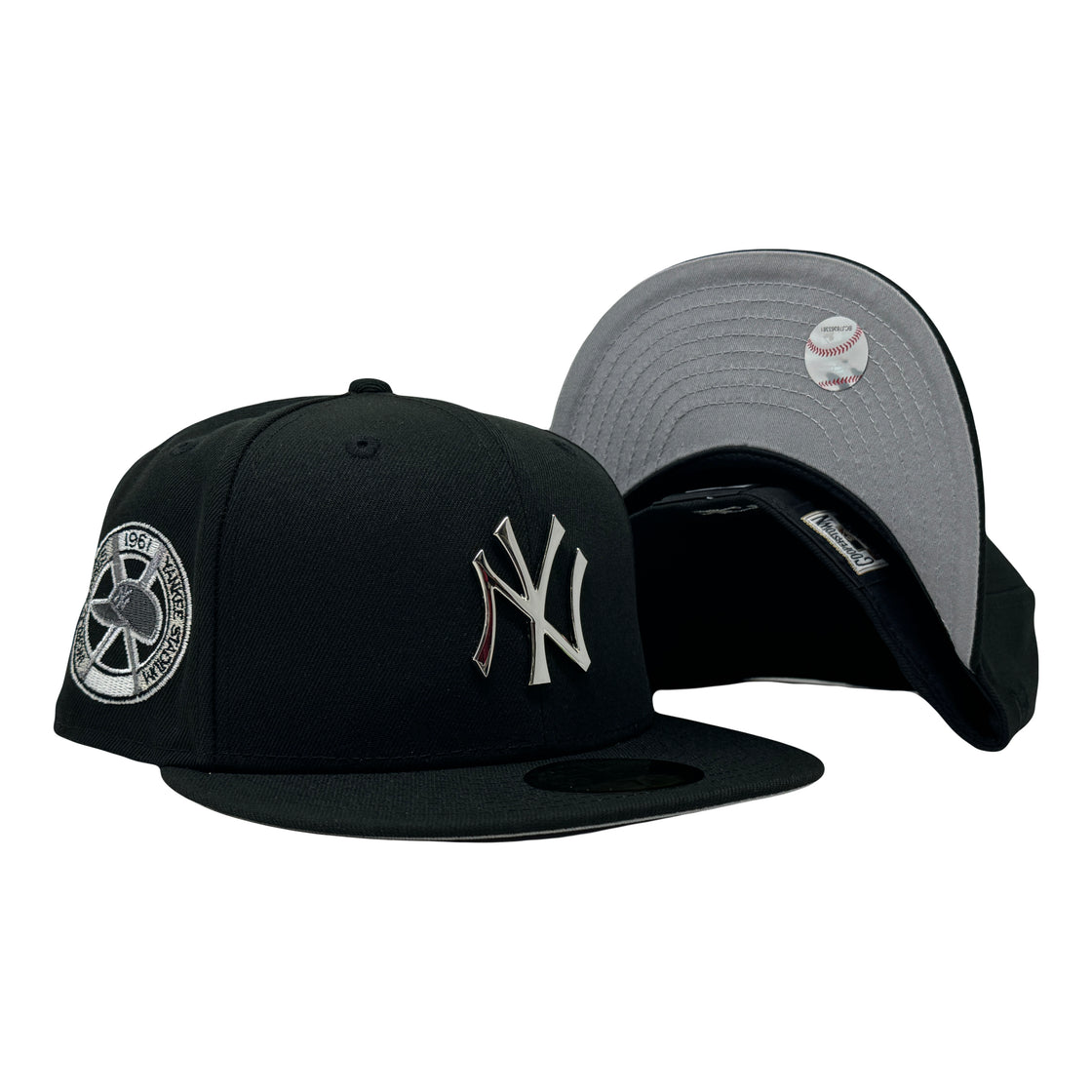 New York Yankees 1961 World Series Black Metal Plate Logo 59Fifty New Era Fitted Hat