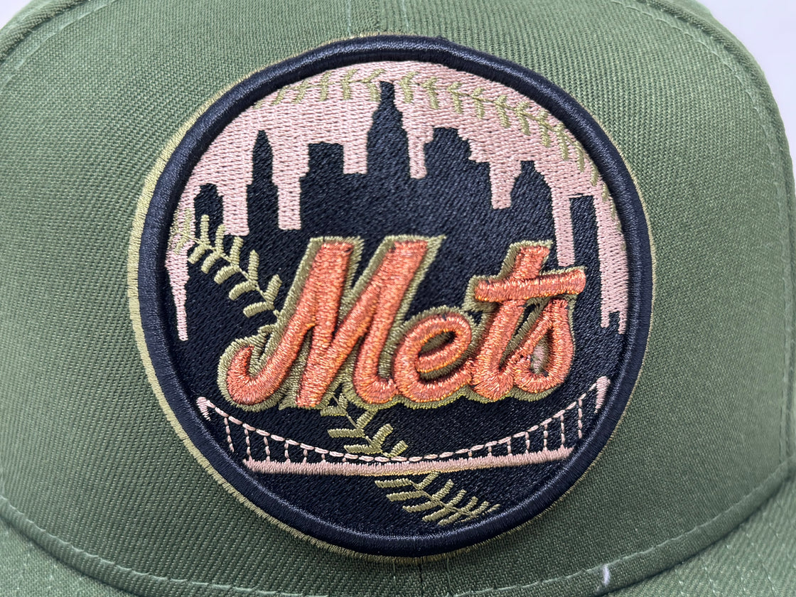 New York Mets Shea Stadium 40th Anniversary Fitted Hat-Olive