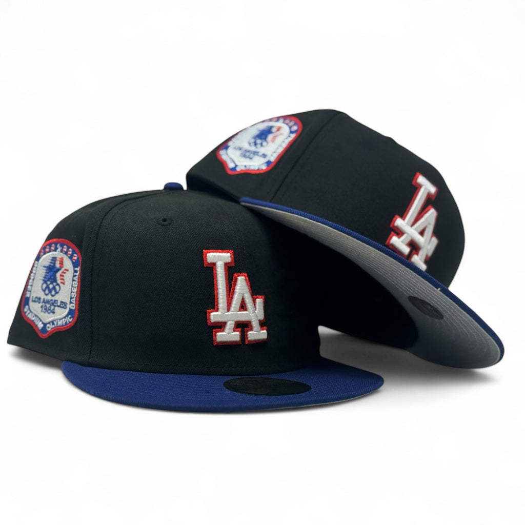 Los Angeles Dodgers Olympic Stadium Fitted Hats-Black Royal