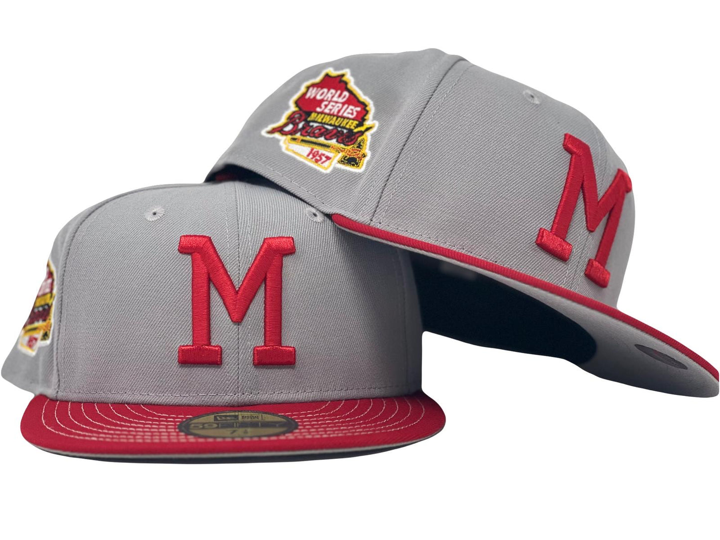 Milwaukee Braves 1957 World Series" Stitch Visor" 59Fifty New Era Fitted Hat
