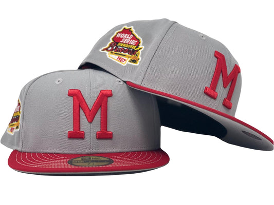 Milwaukee Braves 1957 World Series" Stitch Visor" 59Fifty New Era Fitted Hat
