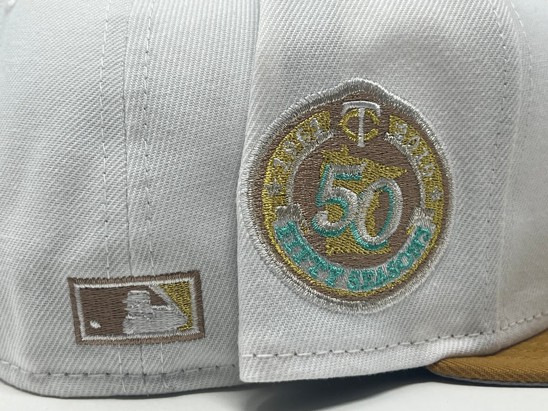 MINNESOTA TWINS 50TH ANNIVERSARY GRAY BRIM 5950 NEW ERA FITTED HAT