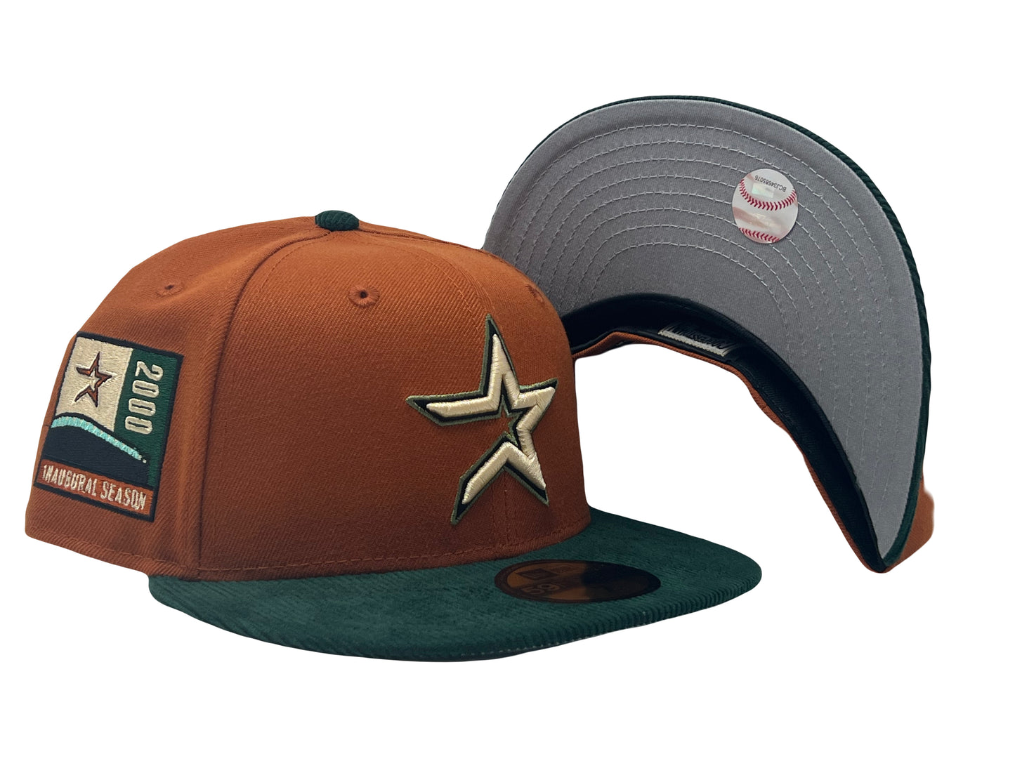 HOUSTON ASTROS 2010 INAUGURAL SEASON PUMPKIN PACK GREEN CORDUROY VISOR NEW ERA FITTED HAT