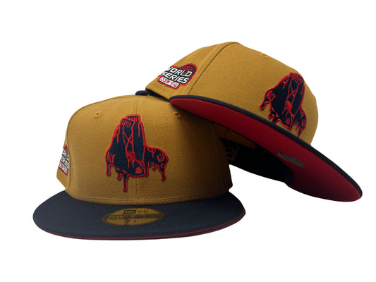 BOSTON RED SOX 2004 WORLD SERIES "BLOODY SOCKS" RED BRIM NEW ERA FITTED HAT