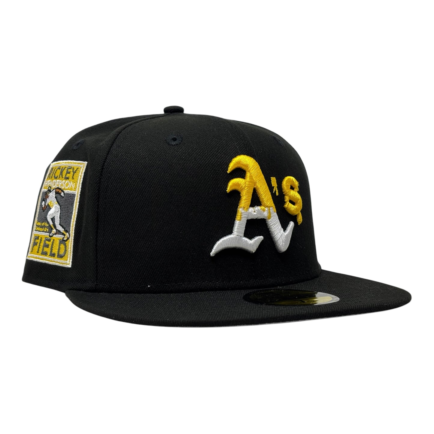 Oakland Athletics Rickey Handerson Field "Drip Pack" Fitted Hat-Black Yellow