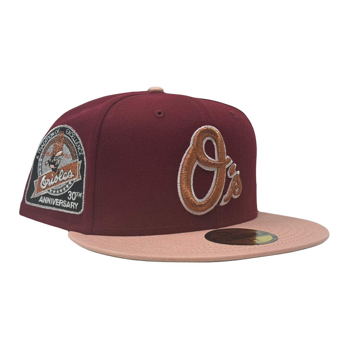 Baltimore Orioles 30th Anniversary Burgundy Blush 59Fifty New Era Fitted Hat