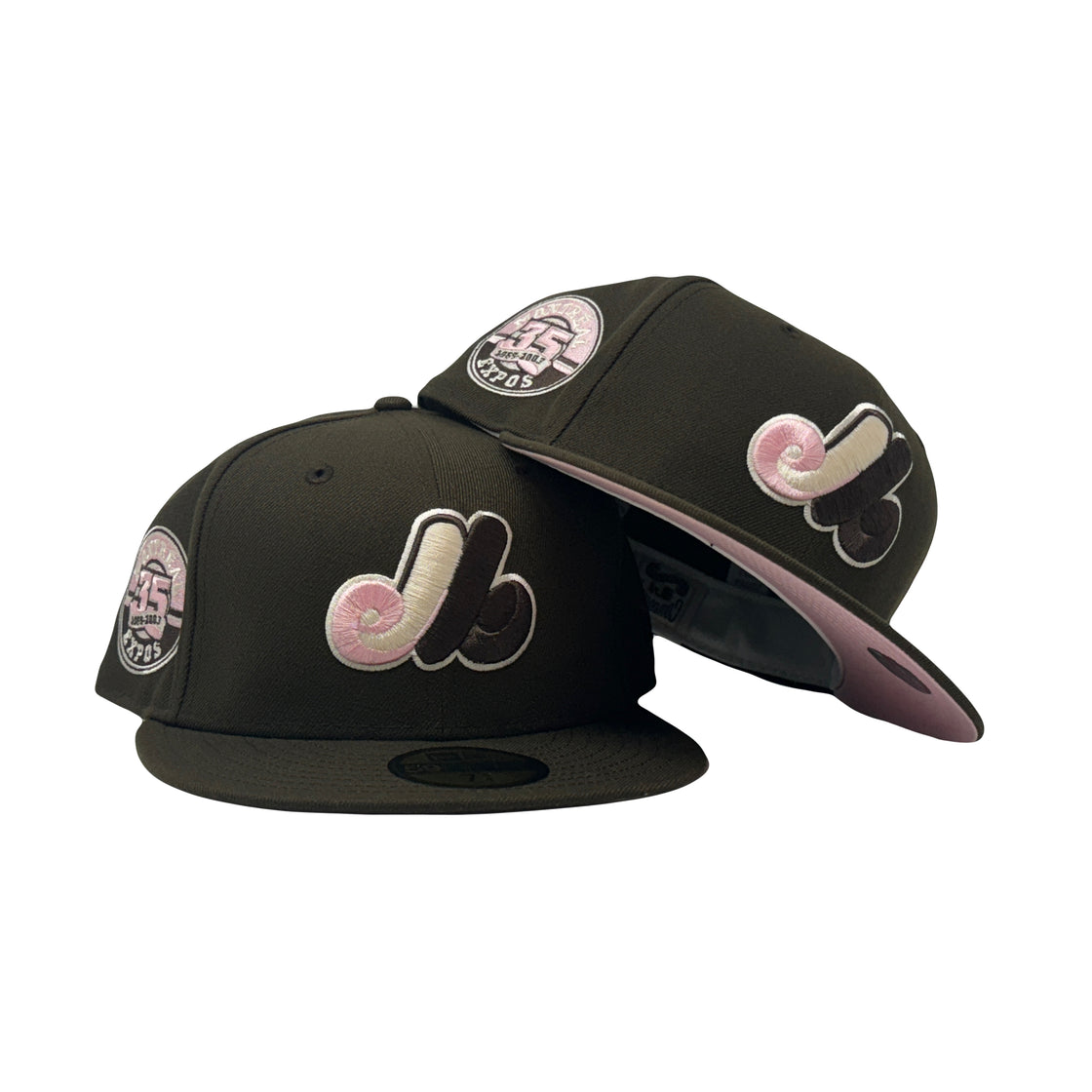 Montreal Expos 35th Anniversary Walnut Pink Brim New Era Fitted Hat