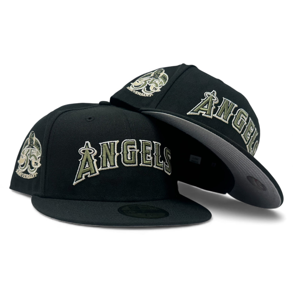Los Angeles Angels 35th Anniversary New Era Fitted Hats-Black Olive