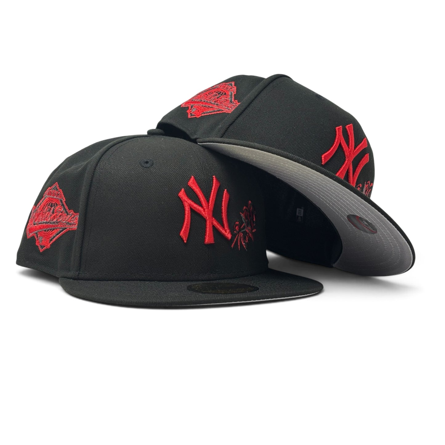 New York Yankees 1996 World Series Floral Logo Fitted Hat-Black Red