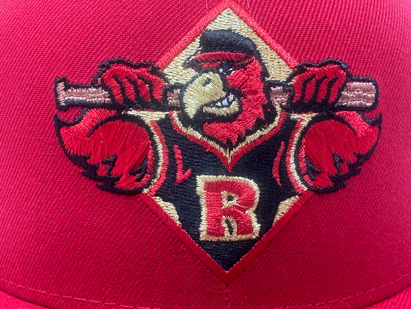 Rochester red wings 20th Anniversary Baseball fitted hat-Red