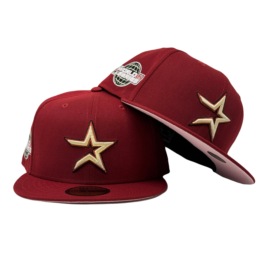 Houston Astros 2005 World Series Brick Red Pink Brim New Era Fitted Hat