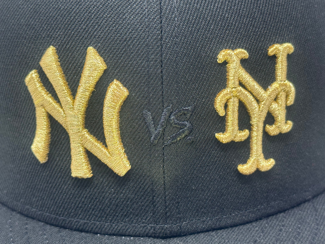 New York Yankees VS Mets Subway Series Fitted Hat-Black Metallic Gold