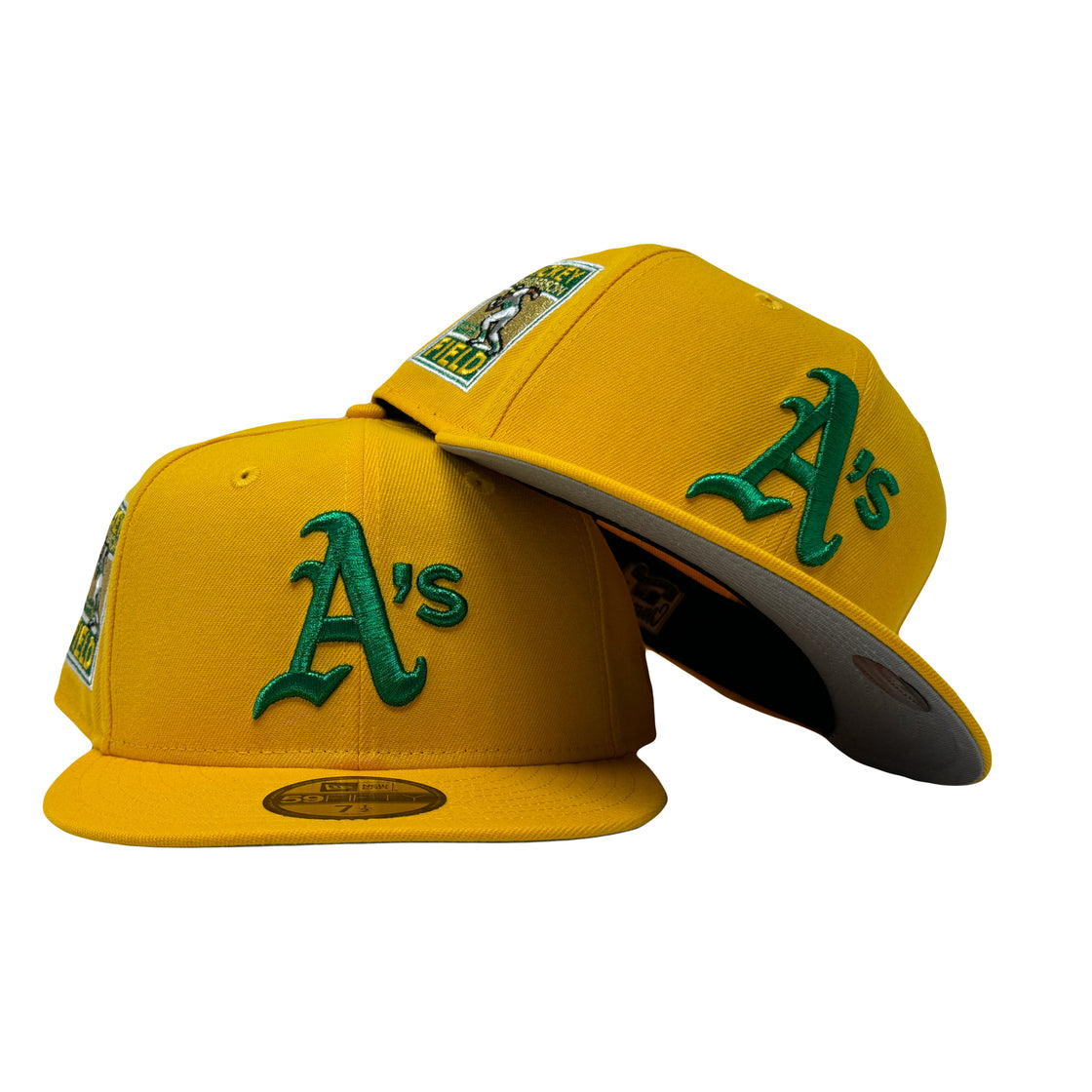 Oakland Athletics Rickey Handerson Field Taxi Yellow 59Fifty New Era Fitted Hat