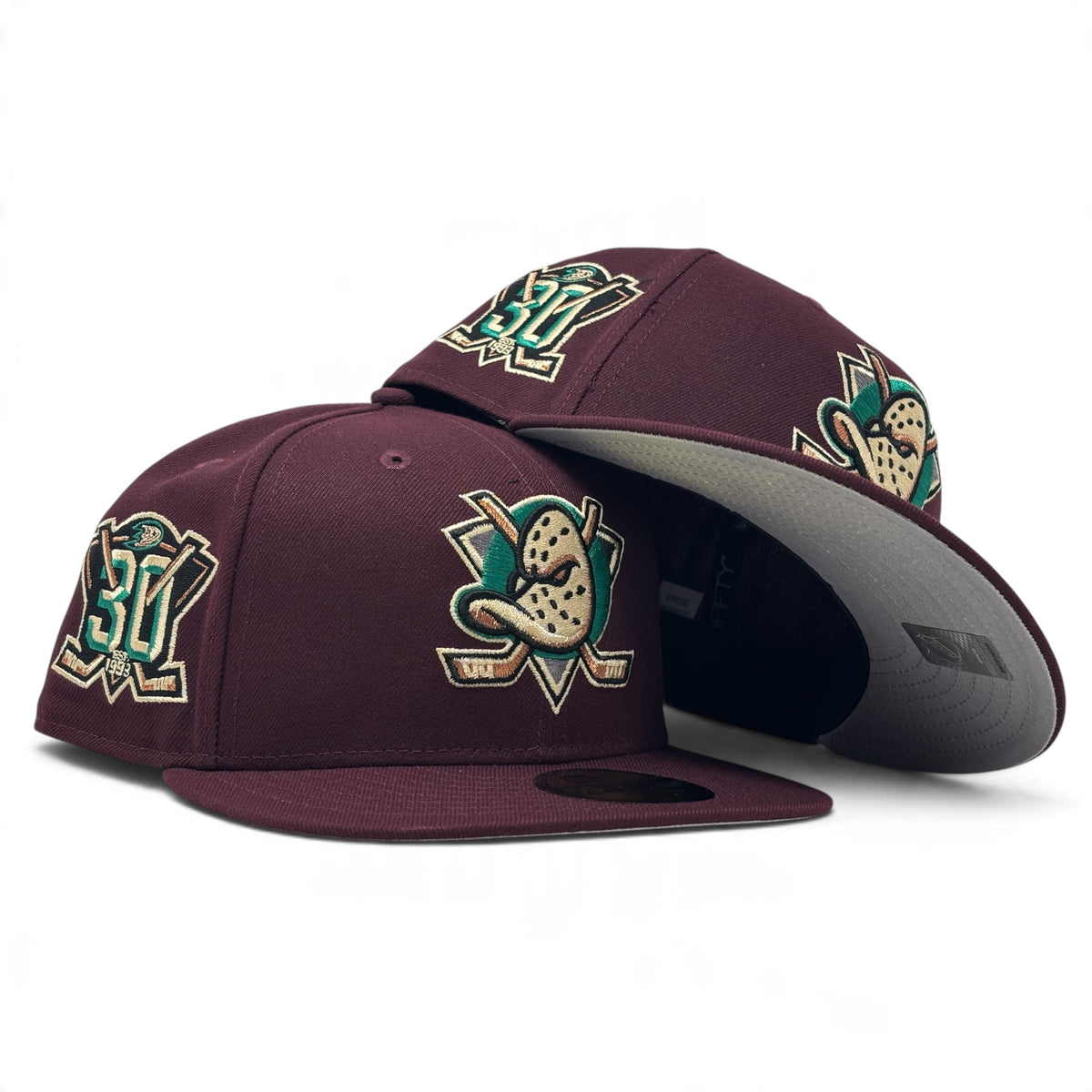 Anaheim Ducks 30th Anniversary 59Fifty New Era Fitted Hats-Maroon