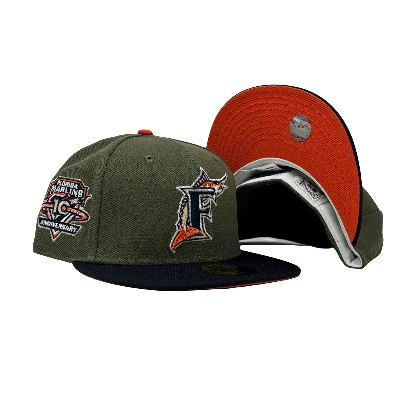 Florida Marlins 10th Anniversary  Orange Brim 59Fifty New Era Fitted Hat
