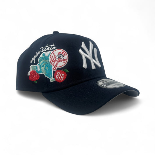 New York Yankees multi-Logo 9Forty A-Frame Snapback Hats-Navy