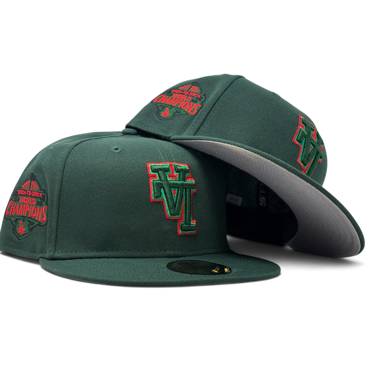 Los Angeles Dodgers 2025 World Champions "Up-Side Down Logo" Fitted Hat-Green