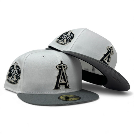 Los Angeles Angels 35th Anniversary Fitted Hats-White Gray