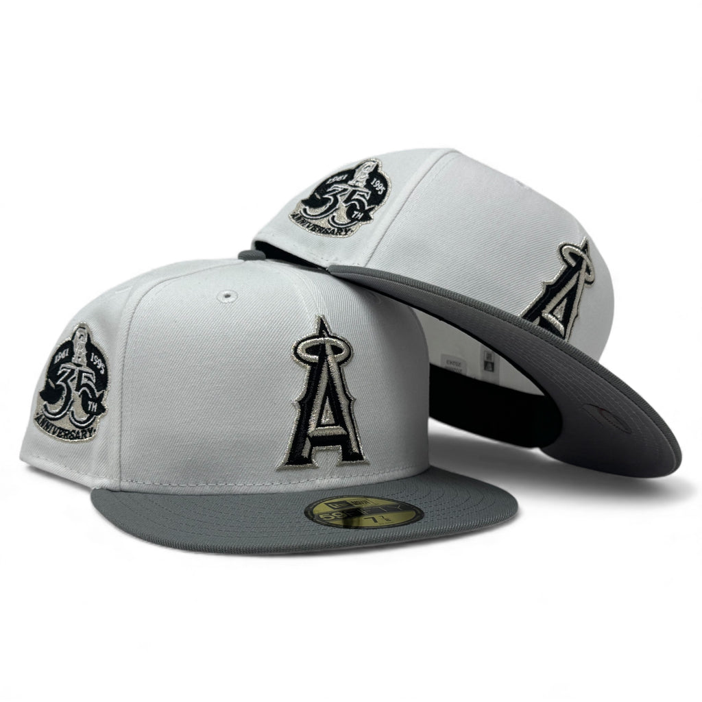 Los Angeles Angels 35th Anniversary Fitted Hats-White Gray