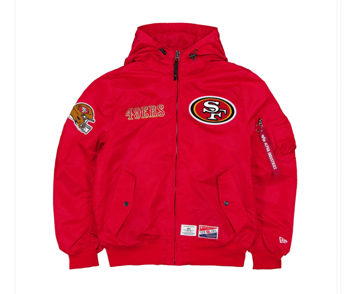 Alpha San Fransisco 49 ers Hooded Bomber Jacket