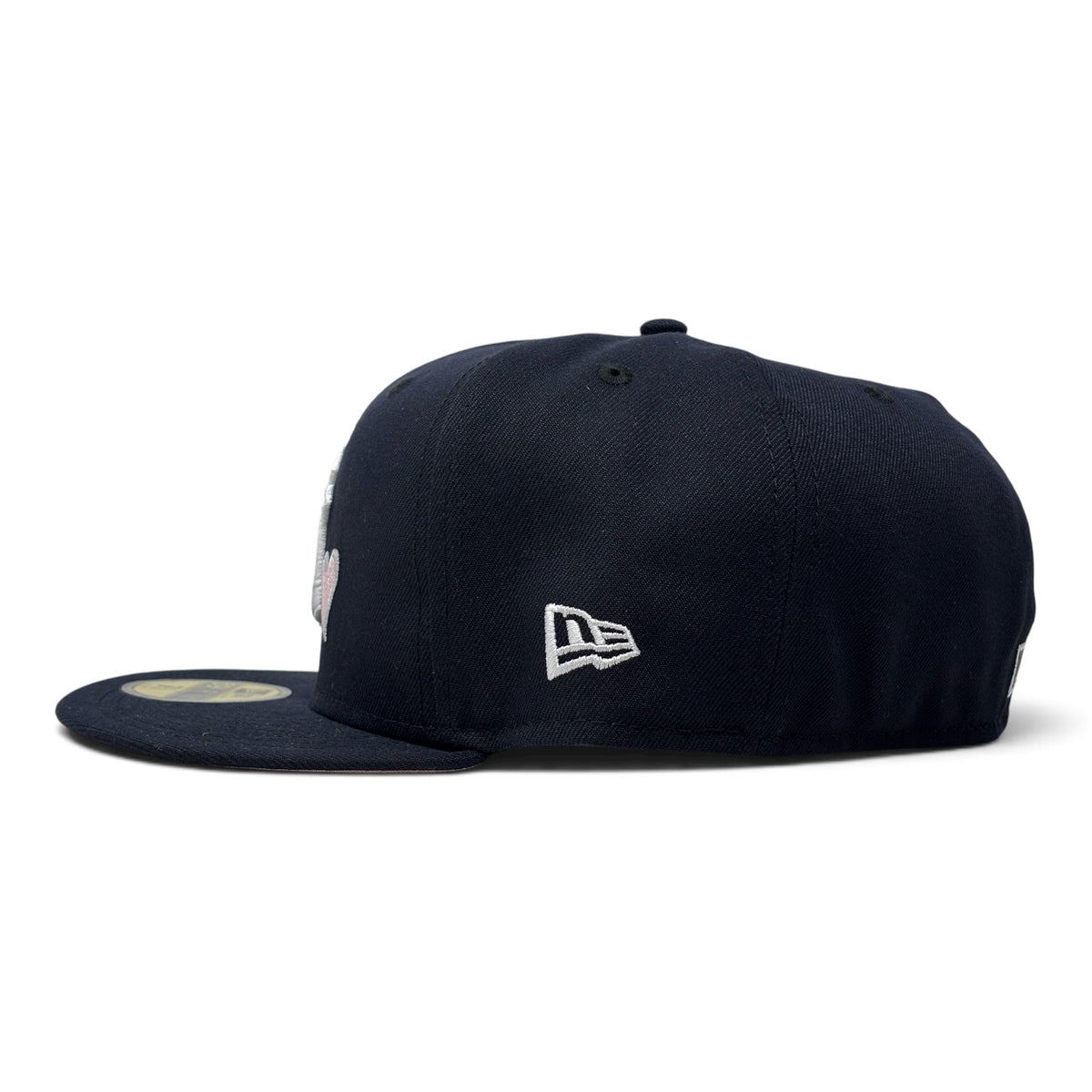 New York Yankees 1999 World Series with heart Pink Brim Fitted Hat-Navy