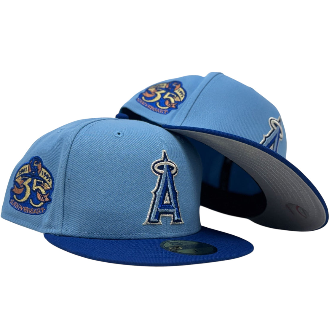 Los Angeles Angels 35th Anniversary Fitted Hats-Sky Royal Blue