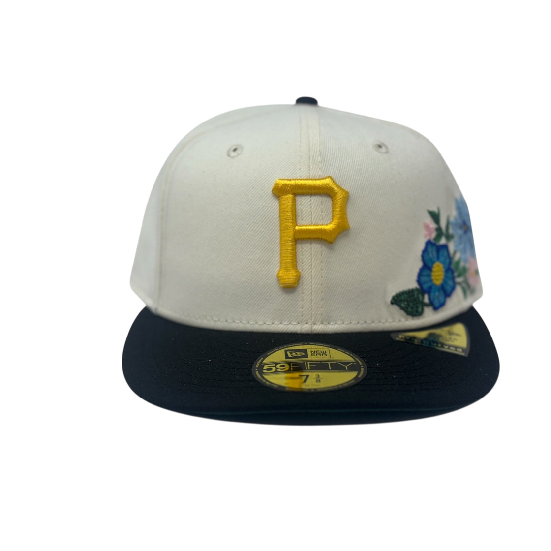 Pittsburgh Pirates Tonal Floral Pre-Curved Fitted-Off White Black