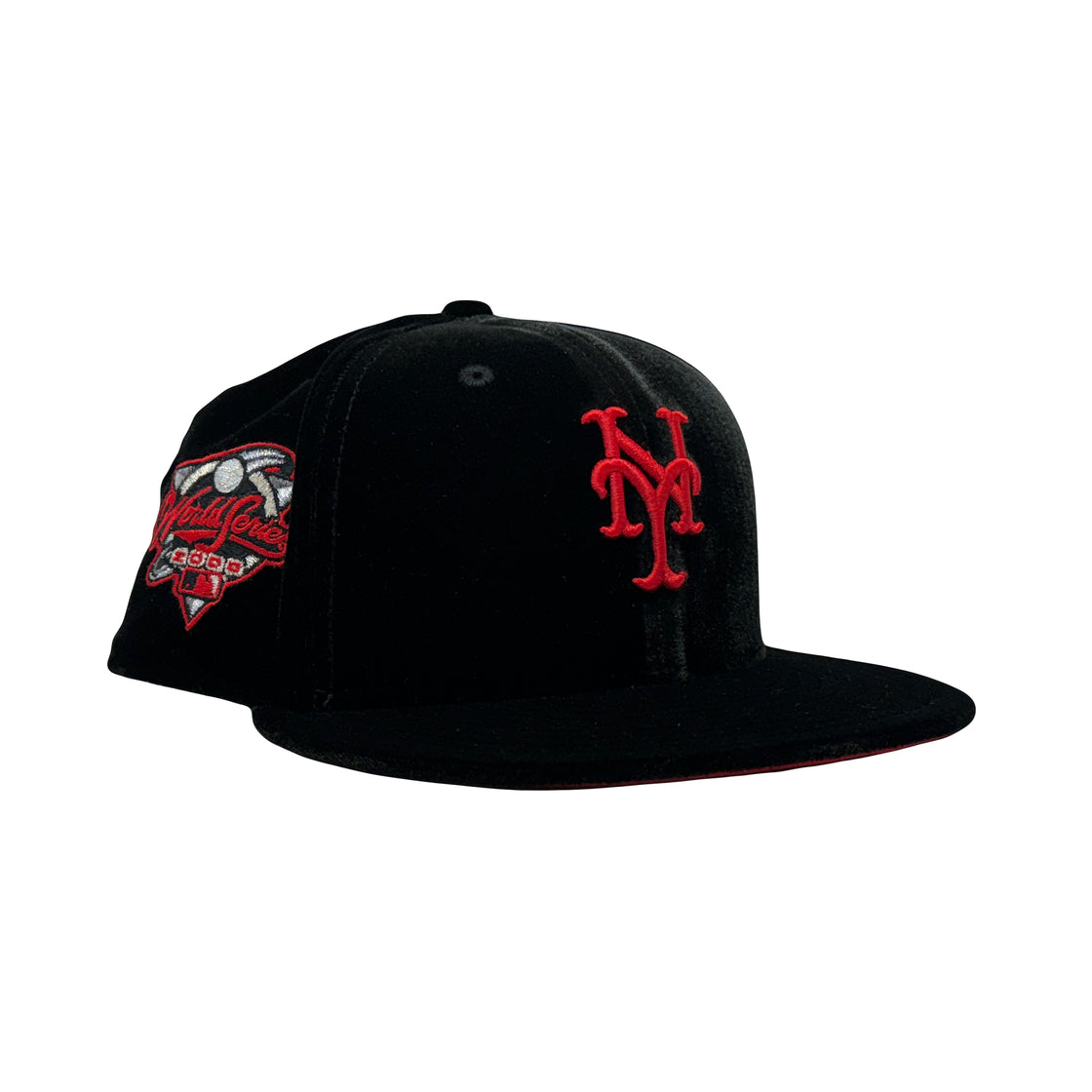 New York Mets 2000 World Series Black Velvet Red Brim New Era Fitted Hat