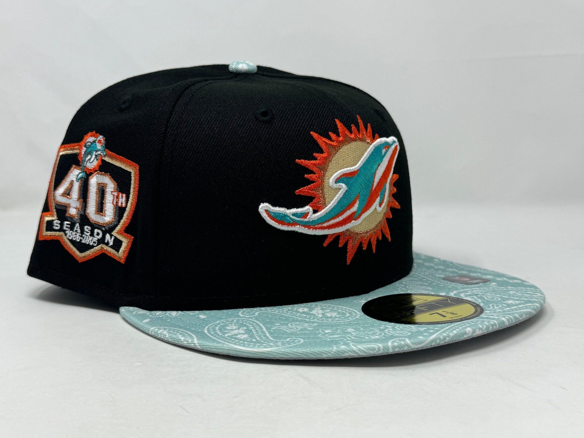 Miami Dolphins 40th Anniversary Paisley Collection 59Fifty New Era Fitted Hat