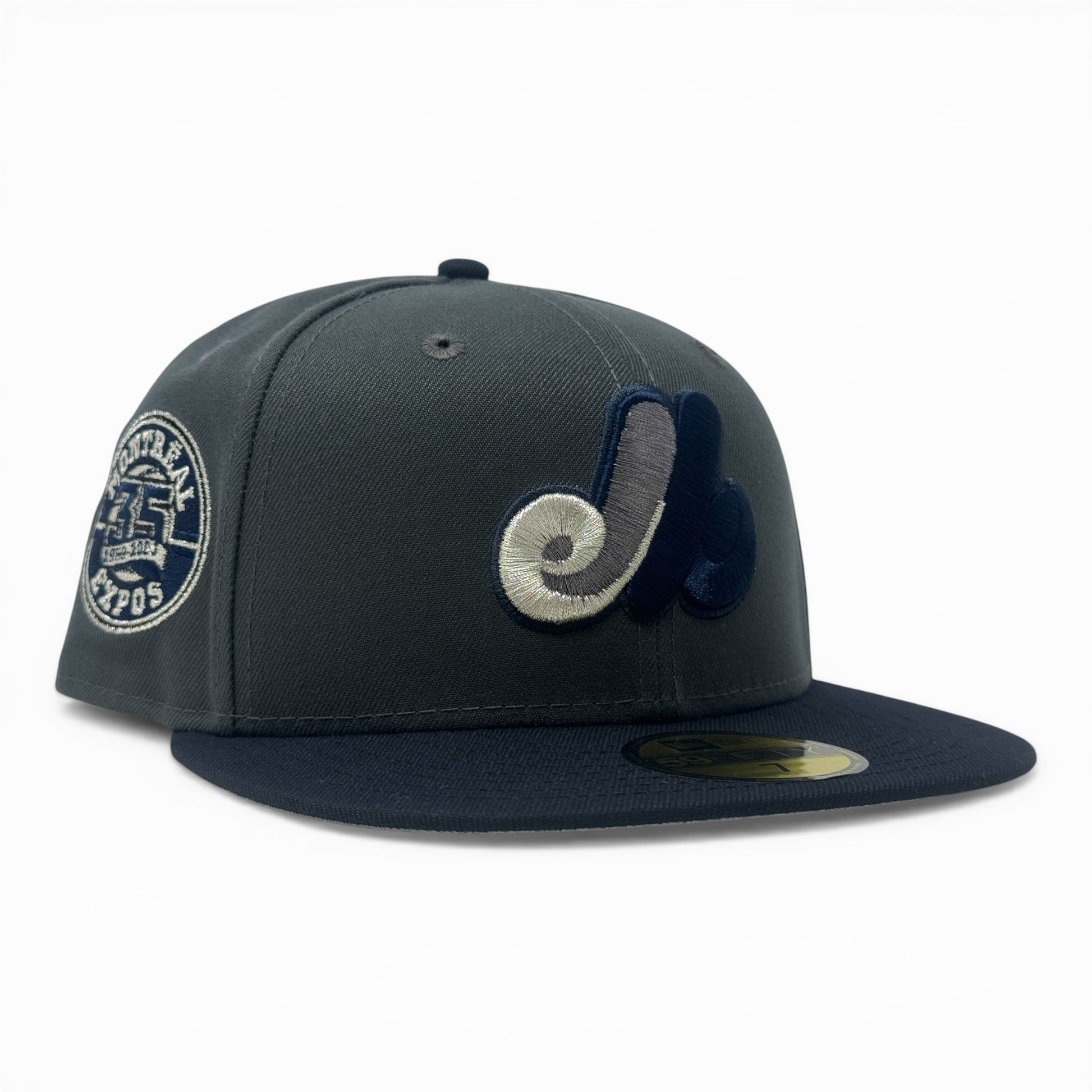 Montreal Expos 35th Anniversary Fitted Hats to Match OG Flint 13-Dark Gray Navy