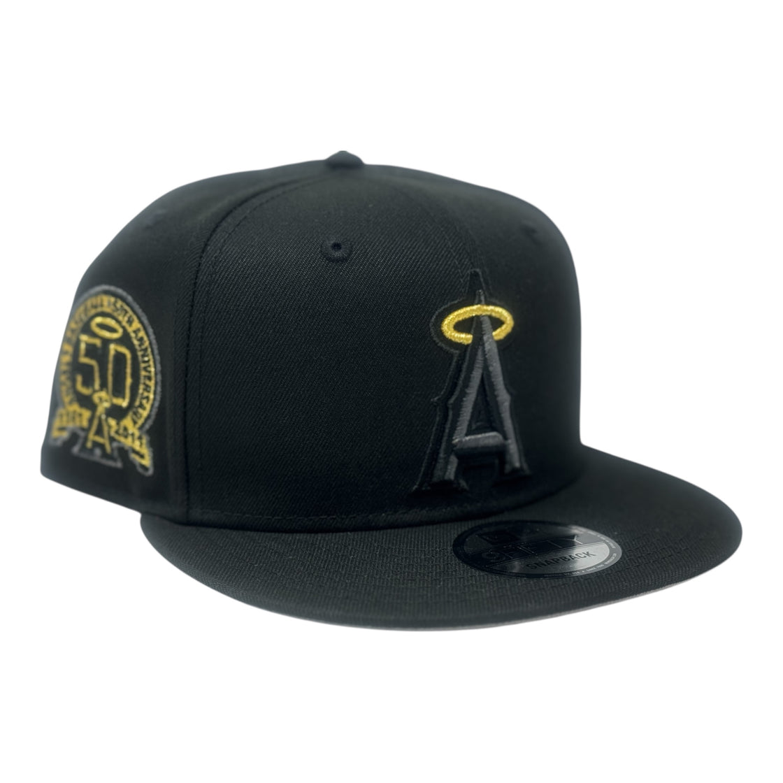 Los Angeles Angels 50th Anniversary Snapback Hat - Black Metallic Gold
