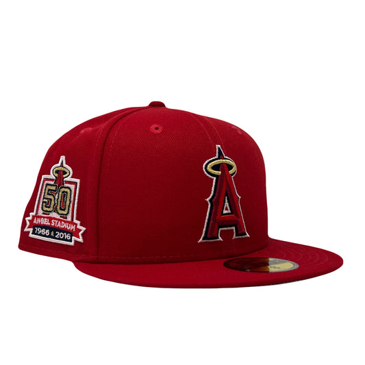 Los Angeles Angels 50th Anniversary Red Gray Brim New Era Fitted Hat