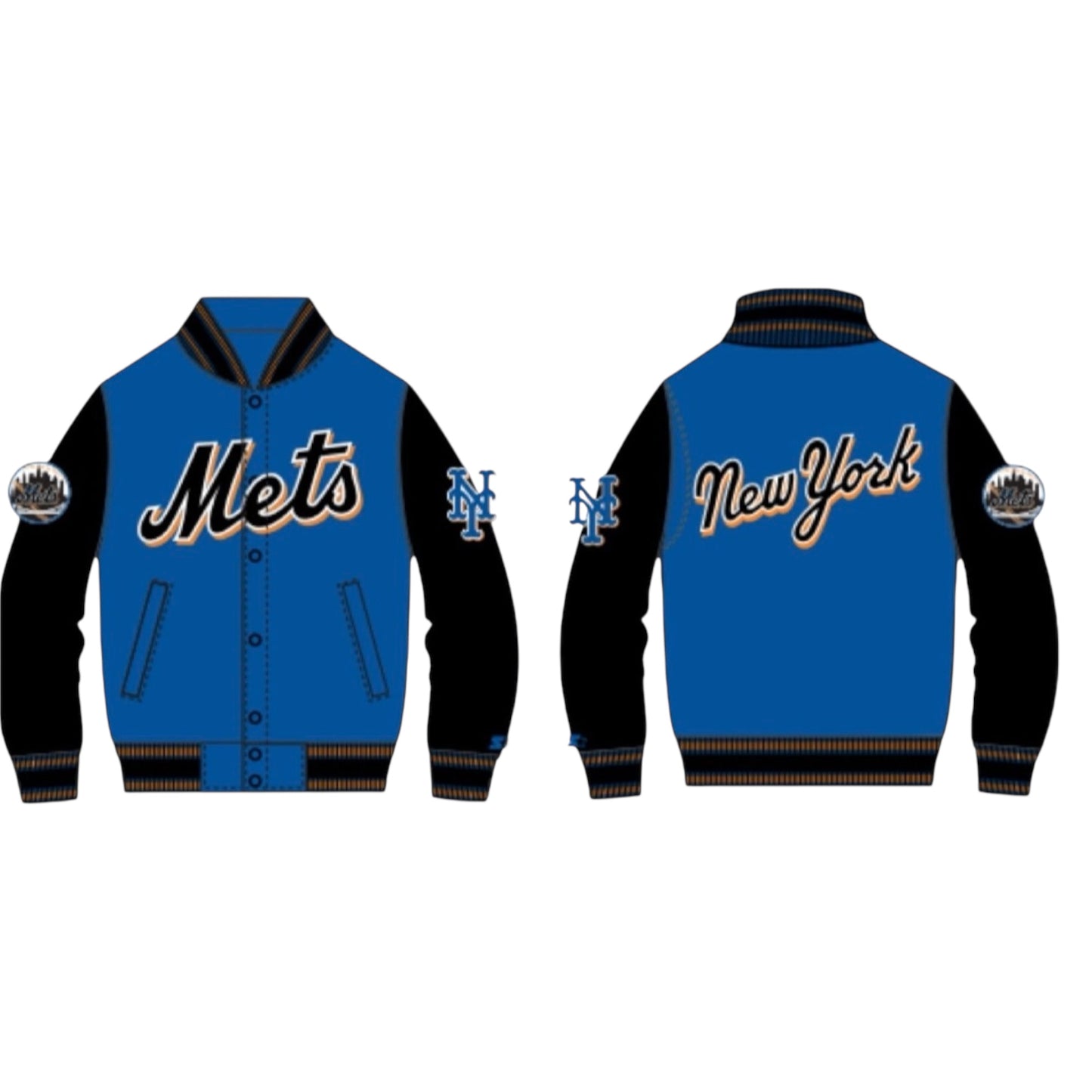 New York Mets 90's Authentic Starter jacket-Black Royal