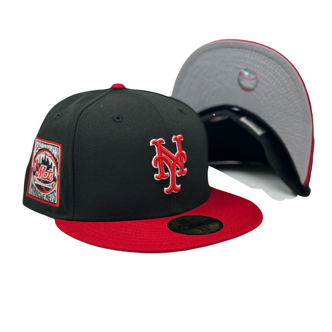 New York Mets 25th Anniversary Miracle Mets Gray Brim 59Fifty New Era Fitted Hat